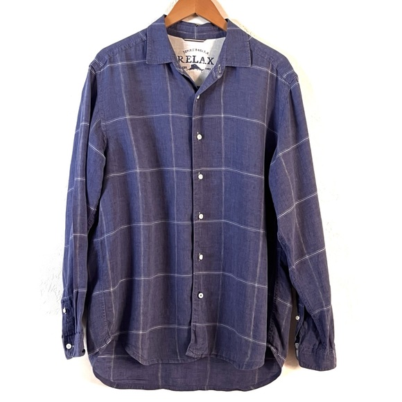 Tommy Bahama Other - Tommy Bahama Men’s 100% Linen Windowpane Long Sleeve Button Down Shirt | M